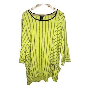 Ali Miles Chartreuse Boxy Lagenlook Tunic Top Blouse Size 1X